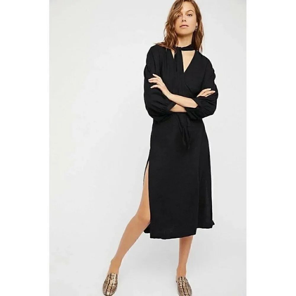 NEW FREE PEOPLE Sz S UNDER WRAPS MULTI WAY WRAP DRESS BLACK